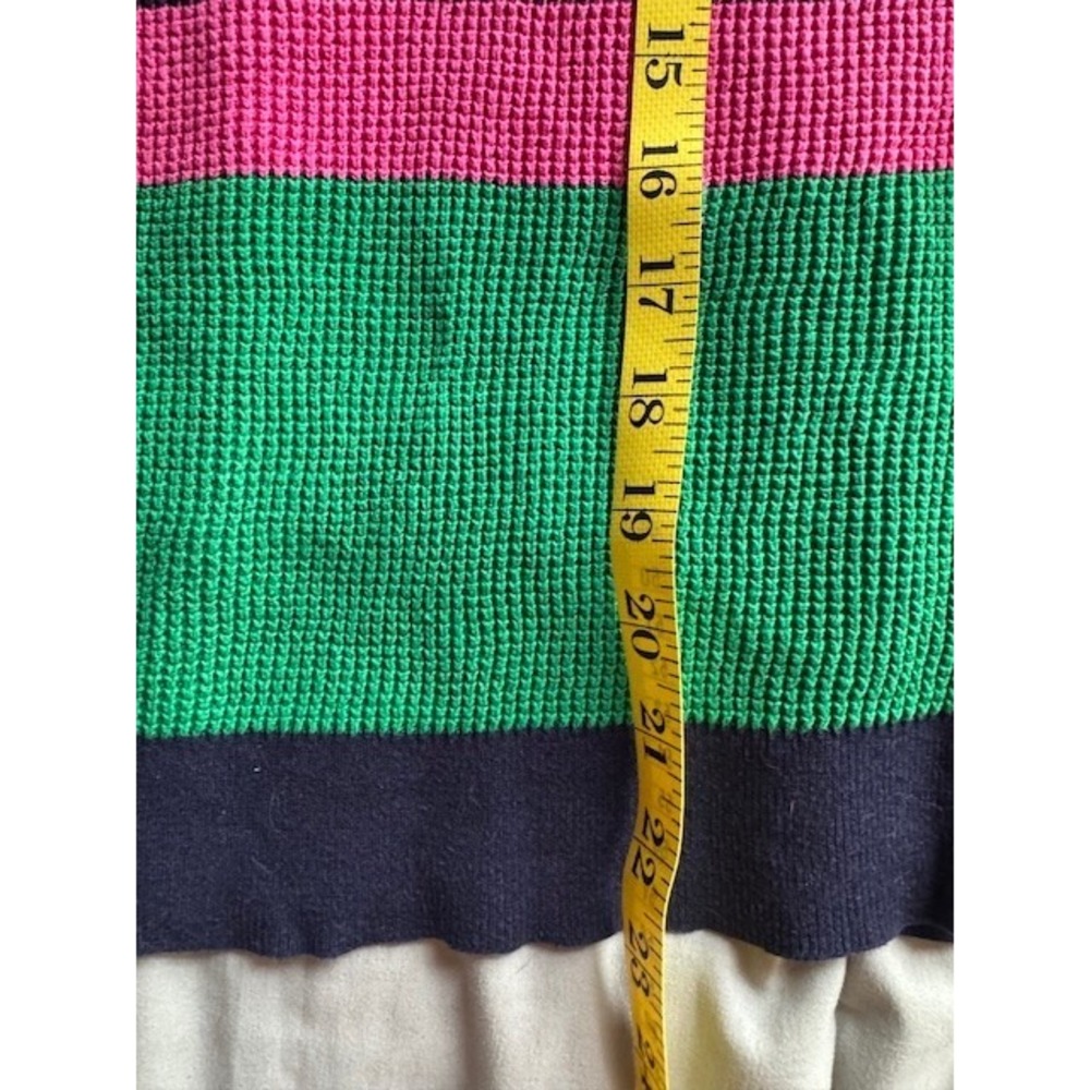 Lauren Jeans Ralph Striped Multicolor Block Laced Sides Waffle Weave Sweater MED - Picture 8 of 10